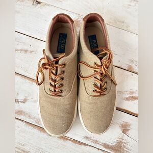 POLO Ralph Lauren Vaughn burlap suede sneakers preppy academia casual boat shoes